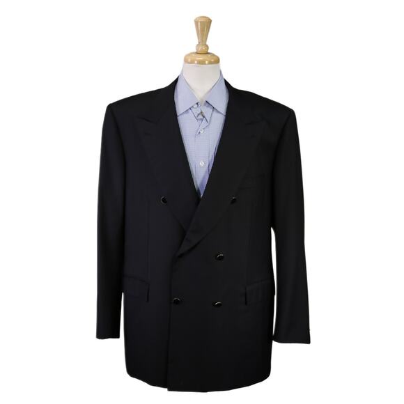 Brioni Black Blazer Wool Double Breasted Metal Buttons Sportcoat 48R - Picture 1 of 10